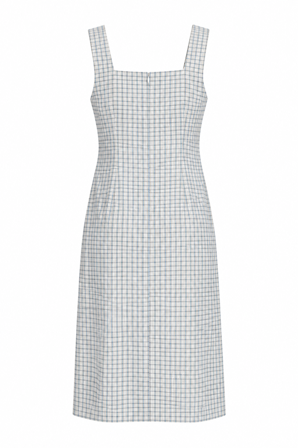 Square Neck Relaxed Dress- Blue check
